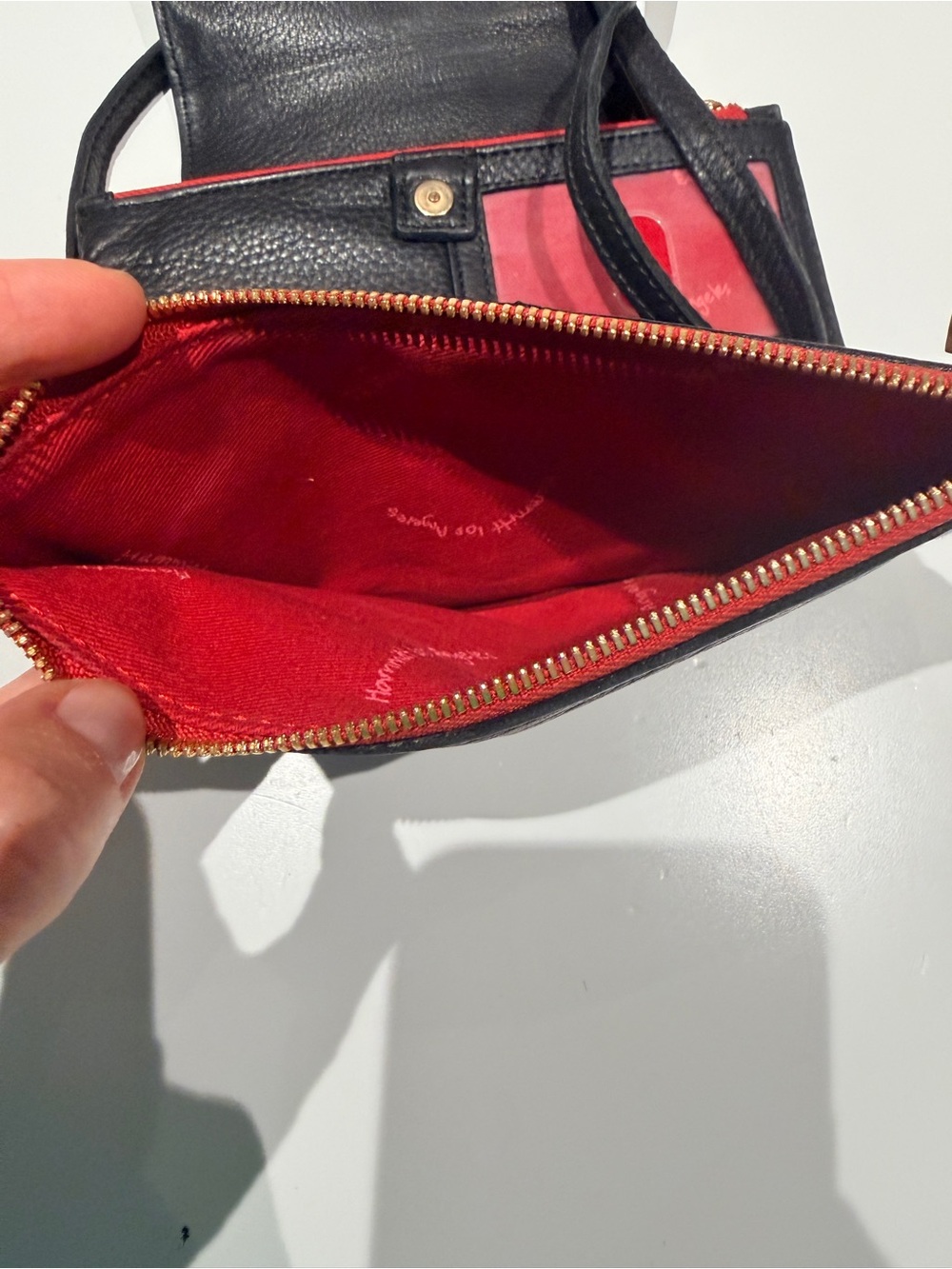 Hammit Black Leather Crossbody Wallet with Gold Stud Accents. - Picture 7 of 8